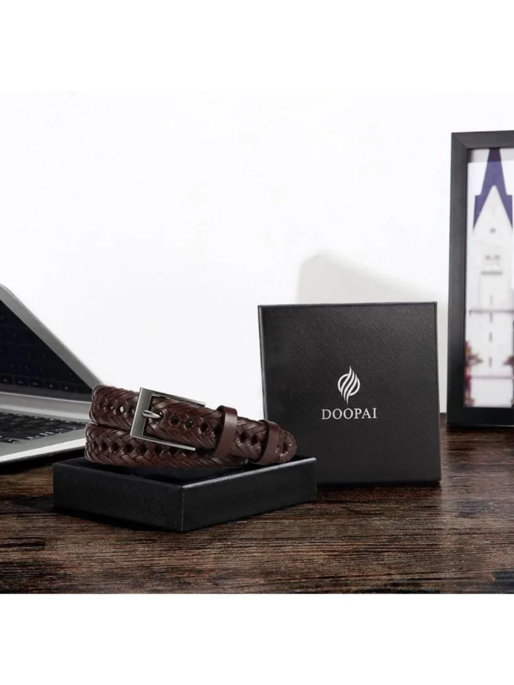 Stylish Men's Adjustable Braided Leather Dress Belt - Perfect for Any Occasion